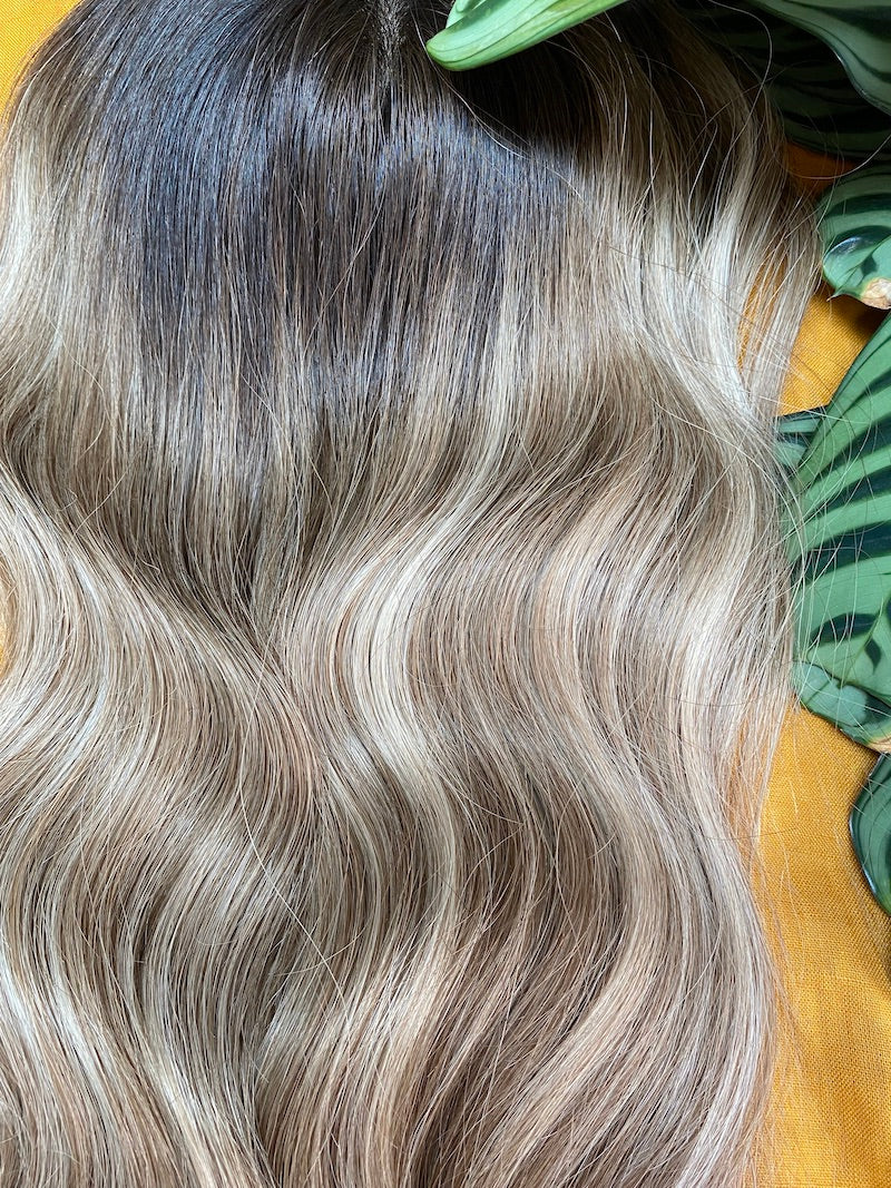 Ash blonde wig with dark roots