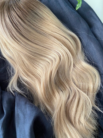 Anya | 7x7 | 18" | 100% Remy Human Hair | Hand-Tied Silk Top Topper