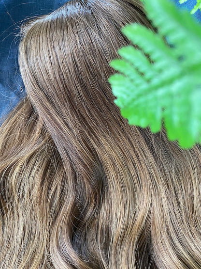 Evie | 8x8 | 16-21" | 100% Remy Human Hair | Hand-Tied Silk Top Topper