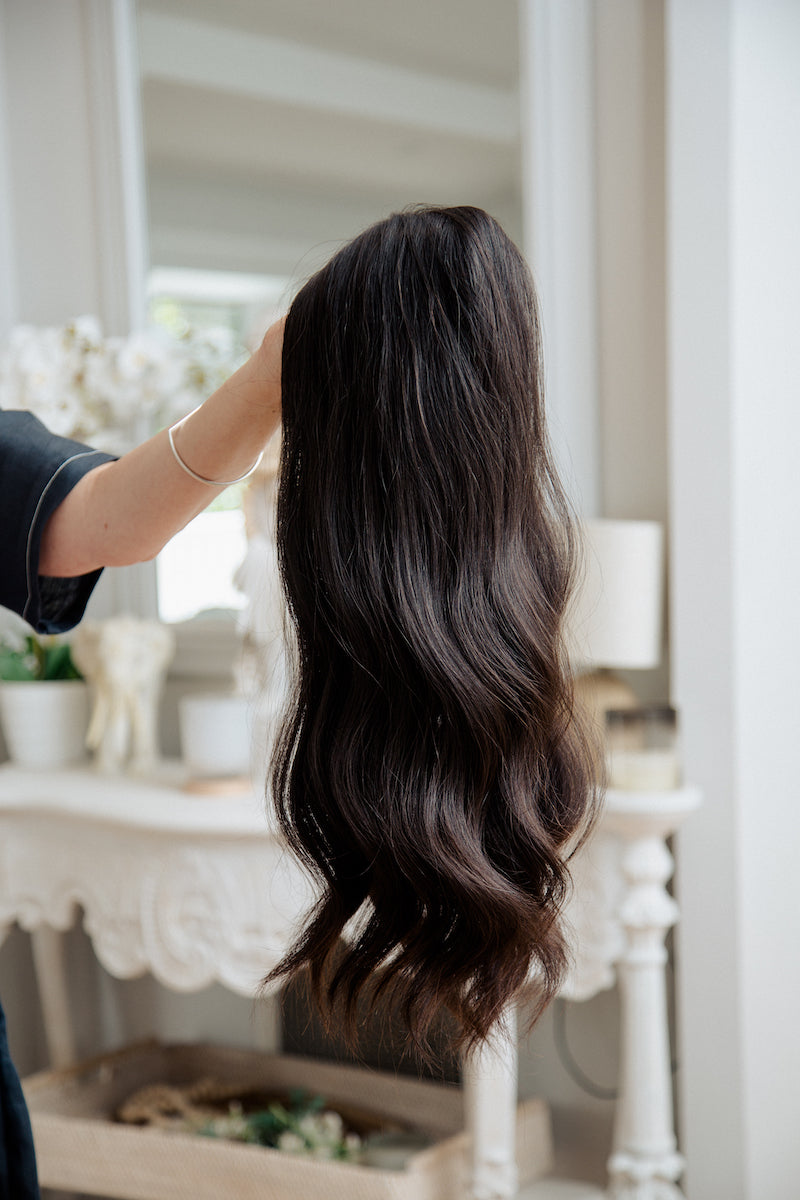 Inga | 8x8 | 22-23" | 100% Remy Human Hair | Hand-Tied Silk Top Topper