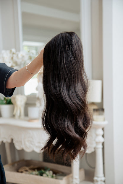 Inga | 8x8 | 22-23" | 100% Remy Human Hair | Hand-Tied Silk Top Topper